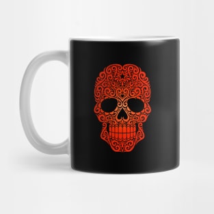 Red Swirling Sugar Skull Mug